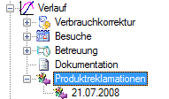 Produktreklamationen unter "Verlauf"